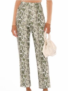 Song of Style Olive & Cream Snake-Print Straight Leg Pants